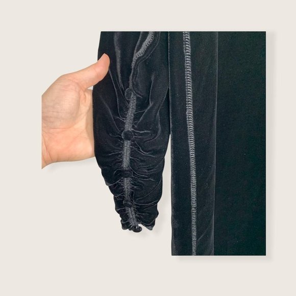 Vintage 90s Andrea Jovine Black Velvet Turtleneck Long Sleeve Tunic Small - Picture 10 of 12